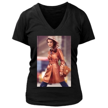 Emily Ratajkowski Women's Deep V-Neck TShirt