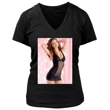 Emily Ratajkowski Women's Deep V-Neck TShirt