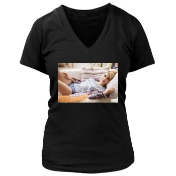 Emma Roberts Women's Deep V-Neck TShirt