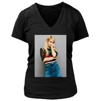 Emma Roberts Women's Deep V-Neck TShirt