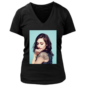 Emmy Rossum Women's Deep V-Neck TShirt