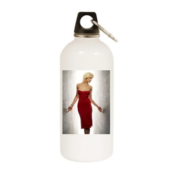 Tricia Helfer White Water Bottle With Carabiner