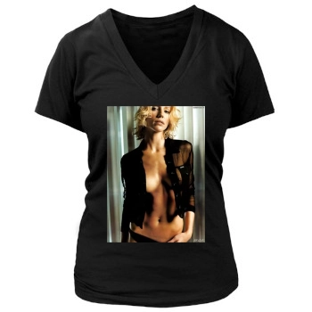 Tricia Helfer Women's Deep V-Neck TShirt