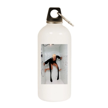 Pink White Water Bottle With Carabiner