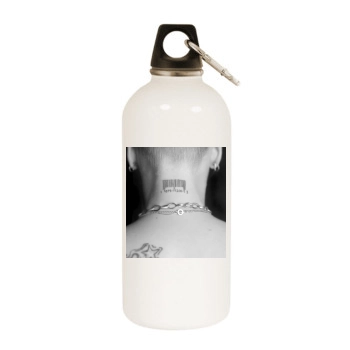 Pink White Water Bottle With Carabiner