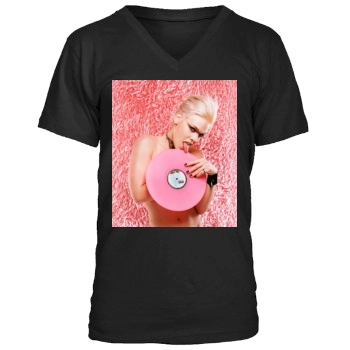 Pink Men's V-Neck T-Shirt