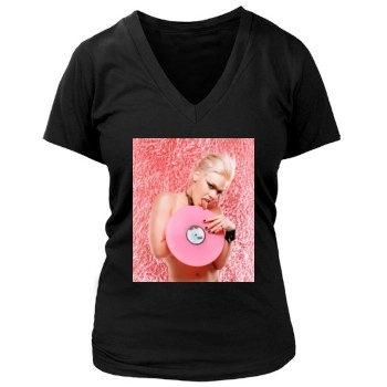 Pink Women's Deep V-Neck TShirt