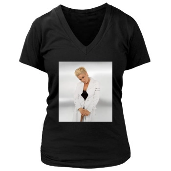 Pink Women's Deep V-Neck TShirt