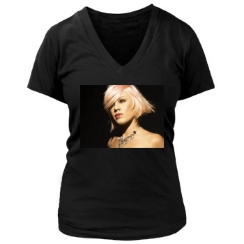 Pink Women's Deep V-Neck TShirt