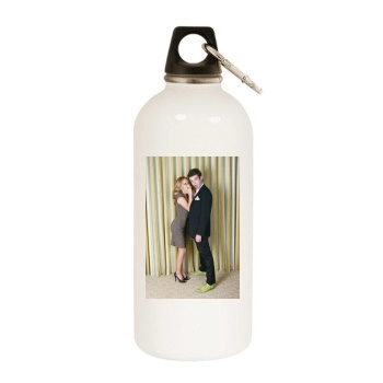 Becki Newton and Michael Urie White Water Bottle With Carabiner