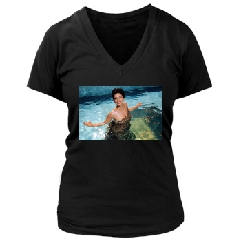 Asia Argento Women's Deep V-Neck TShirt