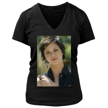 Asia Argento Women's Deep V-Neck TShirt