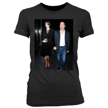 Bruce Willis and Emma Heming Women's Junior Cut Crewneck T-Shirt