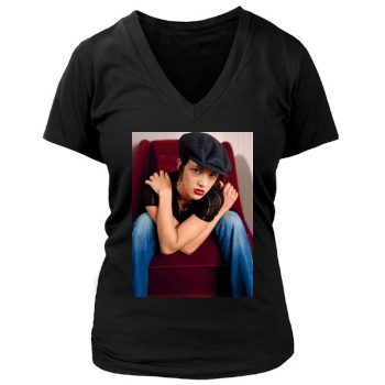 Asia Argento Women's Deep V-Neck TShirt