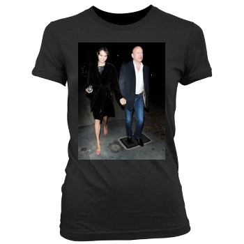 Bruce Willis and Emma Heming Women's Junior Cut Crewneck T-Shirt