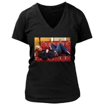 Asia Argento Women's Deep V-Neck TShirt