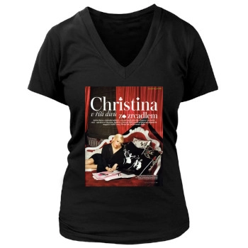 Christina Aguilera Women's Deep V-Neck TShirt