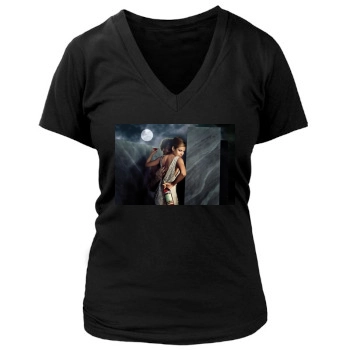 Eva Mendes Women's Deep V-Neck TShirt