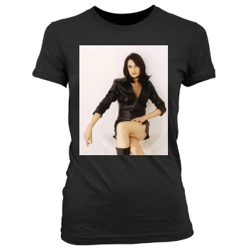 Famke Janssen Women's Junior Cut Crewneck T-Shirt