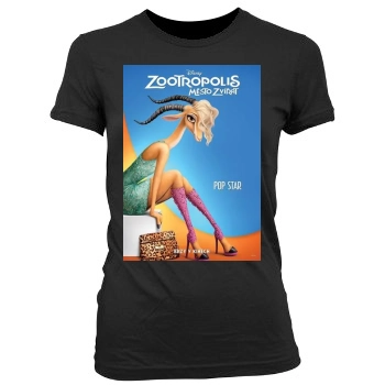 Zootopia (2016) Women's Junior Cut Crewneck T-Shirt