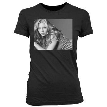 Jessica Biel Women's Junior Cut Crewneck T-Shirt