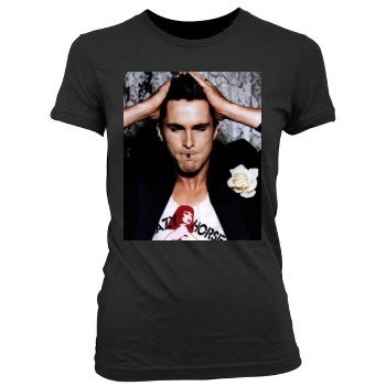 Christian Bale Women's Junior Cut Crewneck T-Shirt