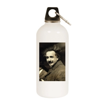 Albert Einstein White Water Bottle With Carabiner