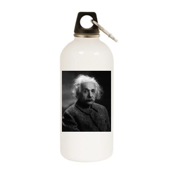 Albert Einstein White Water Bottle With Carabiner