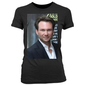 Christian Slater Women's Junior Cut Crewneck T-Shirt