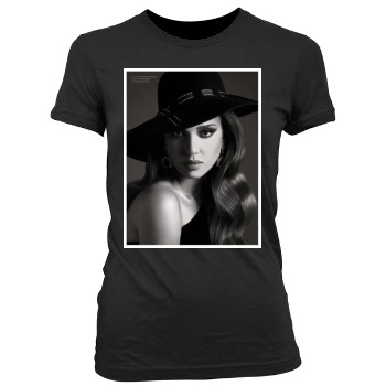 Jessica Alba Women's Junior Cut Crewneck T-Shirt