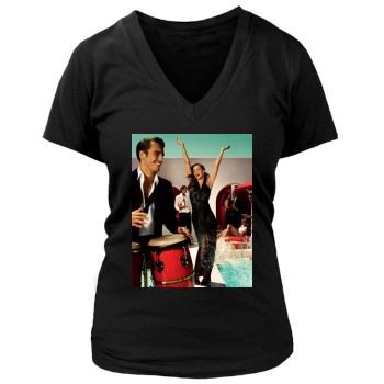 Jessica Alba Women's Deep V-Neck TShirt