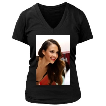 Jessica Alba Women's Deep V-Neck TShirt