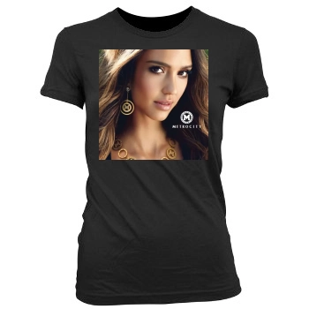 Jessica Alba Women's Junior Cut Crewneck T-Shirt