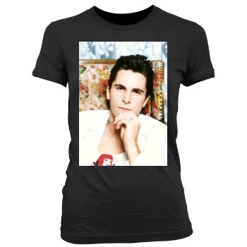 Christian Bale Women's Junior Cut Crewneck T-Shirt