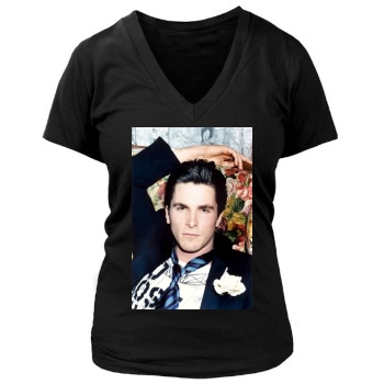 Christian Bale Women's Deep V-Neck TShirt