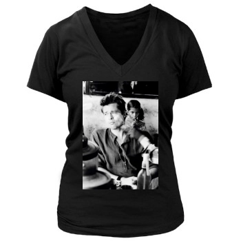 Brad Pitt Women's Deep V-Neck TShirt