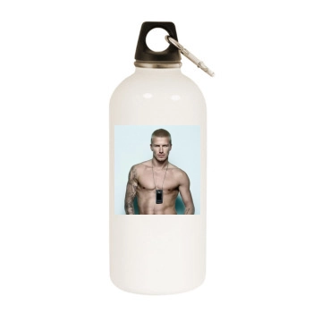 David Beckham White Water Bottle With Carabiner