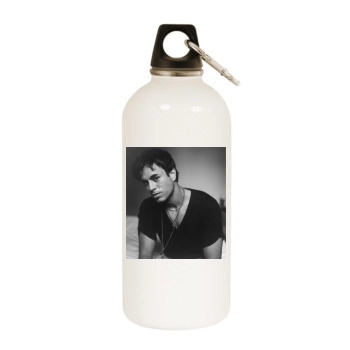 Enrique Iglesias White Water Bottle With Carabiner