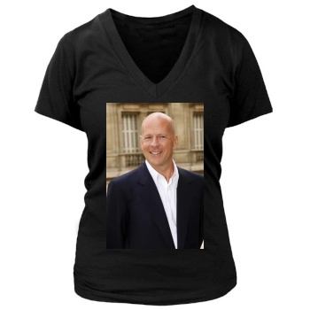 Bruce Willis Women's Deep V-Neck TShirt