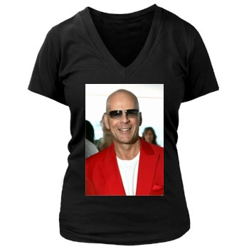 Bruce Willis Women's Deep V-Neck TShirt