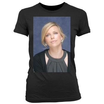 Charlize Theron Women's Junior Cut Crewneck T-Shirt