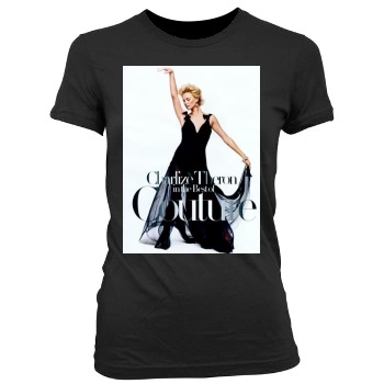 Charlize Theron Women's Junior Cut Crewneck T-Shirt