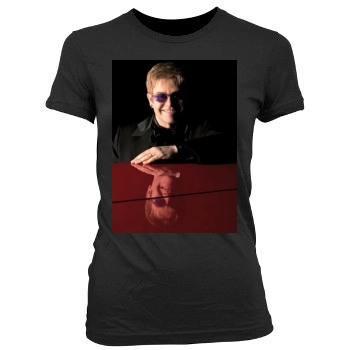 Elton John Women's Junior Cut Crewneck T-Shirt