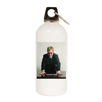 Elton John White Water Bottle With Carabiner