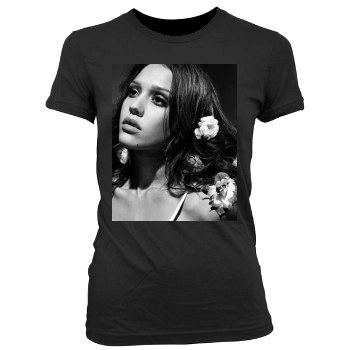 Jessica Alba Women's Junior Cut Crewneck T-Shirt