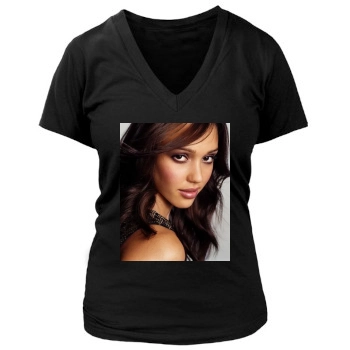 Jessica Alba Women's Deep V-Neck TShirt