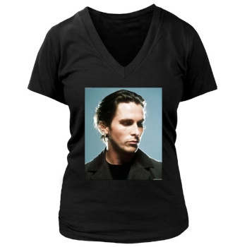 Christian Bale Women's Deep V-Neck TShirt