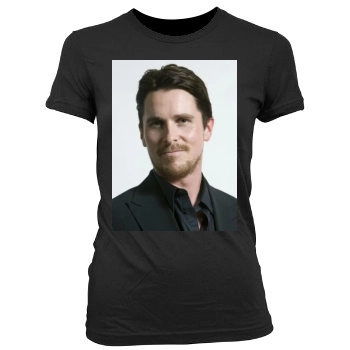 Christian Bale Women's Junior Cut Crewneck T-Shirt