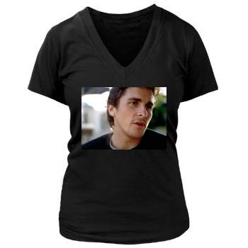 Christian Bale Women's Deep V-Neck TShirt