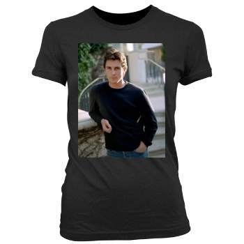 Christian Bale Women's Junior Cut Crewneck T-Shirt